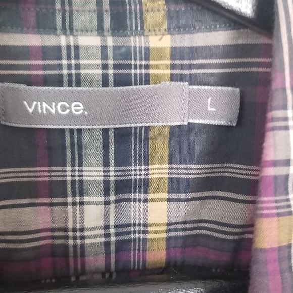 Vince plaid cotton button front shirt - Picture 5 of 10